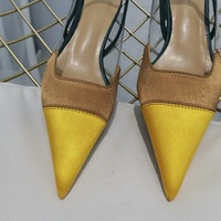 Nouvelle mode bas prix microfibre royal violet bout pointu sangle arrière slingbacks outwear fête mariage talon bas femmes pompes