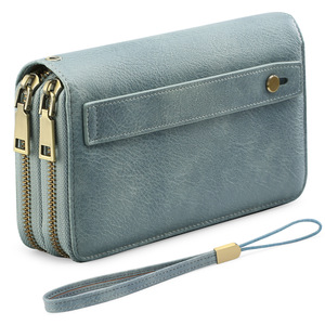 <span class=keywords><strong>Portafoglio</strong></span> da Polso in Pelle PU Azzurra alla Moda per Donne, Design Antifurto - Product Image 2