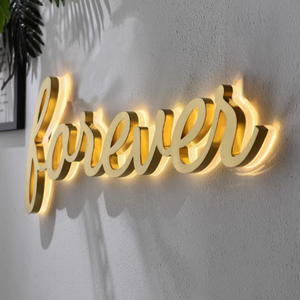 ป้ายโลโก้ติดผนังแบบมีไฟส่องด้านหลัง 3 มิติ แถบไฟ LED โลหะ กันน้ำ ป้ายตัวอักษร LED สำหรับตกแต่งบริษัท - Product Image 3