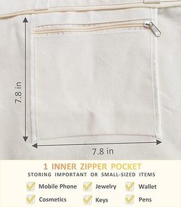 Sac fourre-tout en toile robuste avec fermeture éclair, sac à bandoulière multipoches en coton 16 oz, capacité de 55 lb - Product Image 3