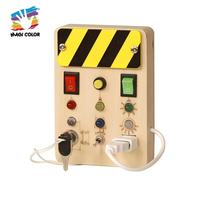 Tableau d'activités en bois avec interrupteurs lumineux LED, alimentation USB, jouet d'apprentissage sensoriel électrique Montessori pour enfants W12D854