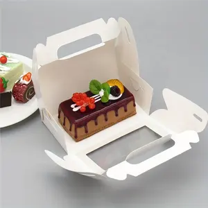 Pişirme ve gıda ambalajı için şeffaf pencere ile el beyaz kart PVC kek rulo ambalaj kutuları