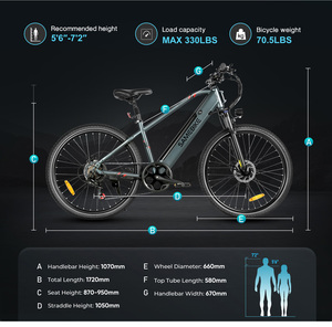 26-Inch High Configuration <b>Electric</b> Bicycle for Adults EU Warehouse 36V500D Steel Frame with Integrated 15ah Lithium Battery - Product Image 5