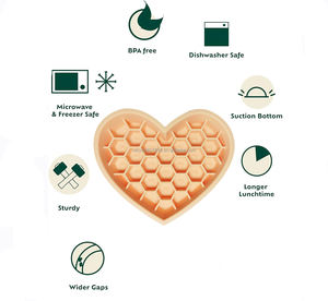 ชามอาหารสุนัขซิลิโคนรูปหัวใจแบบรังผึ้ง 2 ช่อง รุ่น Saint Valentine 2025 พร้อมแผ่นรองรูปหัวใจ 2 in 1 ช่วยให้สัตว์เลี้ยงกินอาหารช้าลงและเลียได้ - Product Image 2