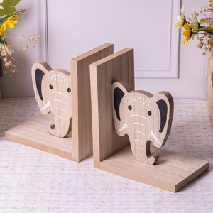 Personalización Niños Safari Jungle Baby Animal Nursery Decor Elefante Mesa MDF Sujetalibros de madera - Product Image 3