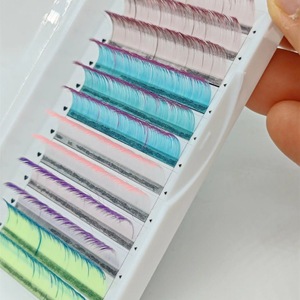 Extensiones de pestañas coloridas al por mayor personalizadas fábrica JOMAY, bandeja de pestañas individuales color púrpura/rosa/marrón - Product Image 5