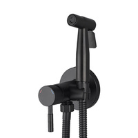 Buse de pulvérisateur de toilette Bidet en acier inoxydable brossé noir Booster de pression d'eau chaude et froide intégré dissimulé moderne pour hôtels