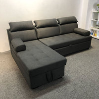 Maßgefertigtes Kunstleder-Ecksofa mit Kopfstütze und Staufach