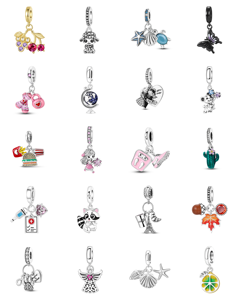 Colgante de cadena de mano de la serie Music Movement, chapado en plata 925, con cuentas de circonita, dijes de corazón, balón de fútbol y guitarra, para joyería DIY y collares - Product Image 2