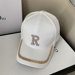 Hua Liyu <b>Baseball</b> <b>Cap</b> Adjustable Cotton Rhinestone R Design Women's Duckbill Hat Stylish Commute - Product Image 4