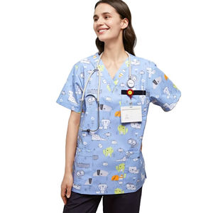 Uniforme Sanitario Estampado Anno de Manga Corta para Hospital Veterinario, Clínica Dental, Ropa de Cuidado, Camiseta - Product Image 2