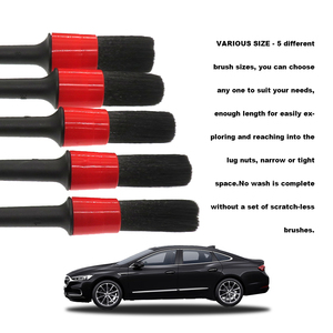 Lot de 5 brosses de <span class=keywords><strong>nettoyage</strong></span> à poils souples pour lavage de <span class=keywords><strong>voiture</strong></span>, <span class=keywords><strong>kit</strong></span> de brosses de detailing PBT à manche en plastique pour le lavage automobile - Product Image 4