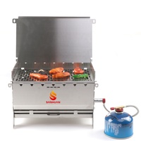 Barbecue à gaz pliable en acier inoxydable, best-seller, portable, pour le camping et l'extérieur