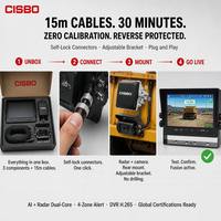 Système de recul CISBO C98AIR-107-11 avec radar 77 GHz portée 10 m + caméra IA, avertissement 4 zones, DVR et moniteur 7 pouces pour véhicules lourds