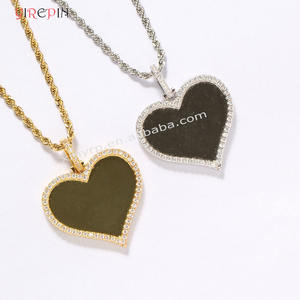 Sublimation Blancs Coeur Photo Cadre Pendentif Aile d'Ange Rotatif <span class=keywords><strong>Cercle</strong></span> Pendentif Hiphop Bijoux Sublimation Collier - Product Image 6