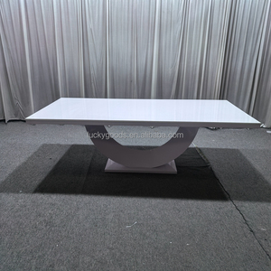 Khách Sạn Ăn Uống Kính Jj250124 Chân Trắng Thép Không Gỉ Hình Chữ Nhật Kim Loại Hiện Đại Bàn Ăn Cho Đám Cưới Tổ Chức Sự Kiện Tiệc - Product Image 5