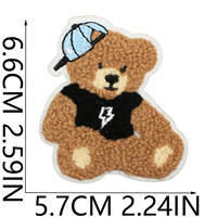 Patch brodé en chenille ours en peluche mignon, motif dessin animé, à thermocoller ou à coudre pour vêtements, sacs, chapeaux, décoration DIY