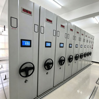 Étagère mobile compacte à double commande (volant et moteur) avec écran numérique, armoire de rangement intelligente en acier pour archives