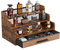 Rak Parfum Kayu 3 Tingkat Terlaris, Rak Pajangan Parfum Kayu untuk Ruangan dengan Laci