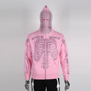 Felpe con cappuccio con cappuccio con Logo personalizzato in cotone con Logo con teschio con cappuccio con Zip a tutta faccia da uomo - Product Image 4