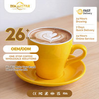 Ensemble tasse et soucoupe à café en céramique rétro, art du latte rustique créatif, usage domestique, luxe léger