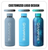 Grosir botol air Stainless Steel 500ml termos termal terisolasi vakum dinding ganda ramah lingkungan Logo kustom dengan tutup bambu