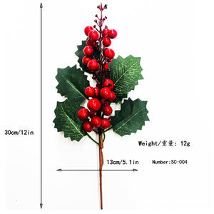 2025 nuevas selecciones artificiales de Navidad, surtido de tallos de bayas rojas con piñas para decoración de arreglos florales de Navidad - Product Image 2