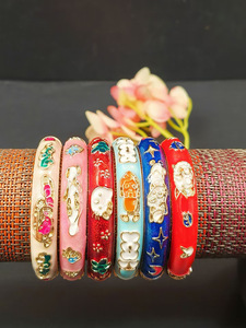 Ensemble de bracelets et joncs ethniques indiens en alliage d'argent tibétain, style vague cachemiri, pour filles, design rétro, origine Yiwu - Product Image 6