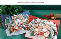 Carte de vœux de Noël 3D, design Arbre de Noël, message de gratitude et de bénédiction, en carton, origine Chine, transfrontalier