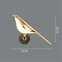 Applique murale LED moderne au design postmoderne, plaqué or, motif oiseau, pour couloir, escalier et chambre à coucher, luminaire décoratif en métal