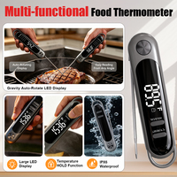Thermomètre alimentaire numérique pliable, étanche IPX6, en plastique de qualité alimentaire, lecture instantanée, thermomètres à viande pour barbecue et cuisson