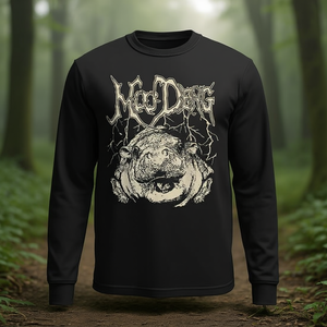 Camiseta de manga larga Moo-Deng con diseño vintage de hipopótamo en miniatura, color negro - Product Image 3