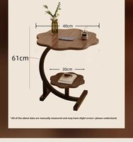 Table d'appoint en forme de pétale 40 cm, 2 niveaux, en forme de C, avec structure en acier, gain de place, table basse pour chambre à coucher