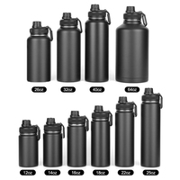 Bouteille d'eau isotherme portable en acier inoxydable de 32 oz et 64 oz, gourde sous vide pour le sport et la gym