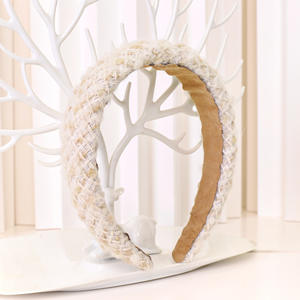 2023 ब्रांड नई डिजाइन कोरियाई रेट्रो Spongtop बाल बैंड सर्दियों महिलाओं के कपड़े लट बुना हुआ गद्देदार हेडबैंड Hairband - Product Image 6