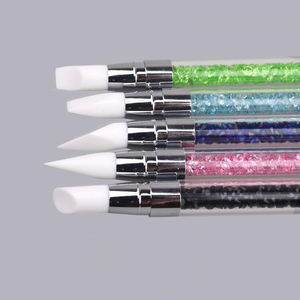 Juego de 5 Plumas de Silicona de Doble Punta de Alta Calidad para Esculpir Uñas, con Mango de Diamantes de Imitación Brillantes, Pluma de Silicona Suave para Tallar Uñas - Product Image 2