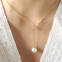 Drame coréen avec la douce dame minorité frange perle Zircon pendentif minorité Ins vent collier titane acier