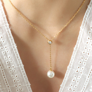 Drame coréen avec la douce dame minorité frange perle Zircon pendentif minorité Ins vent collier titane acier - Product Image 6