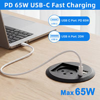 Prise et prise de courant encastrables pour usine avec sortie USB 65W, prise et prise encastrables rondes avec passe-câble