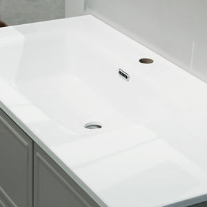 Meuble de salle de bain en bois style rétro, production directe usine, avec vasque en céramique, facile à nettoyer, installation facile, tiroirs de rangement, pour chambre et usage agricole - Product Image 2