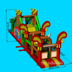 Cowboy Run Large Wild West Inflable Combo Carrera de obstáculos para divertidos alquileres de fiestas y eventos de equipo Blow Adventure Sale - Product Image 4