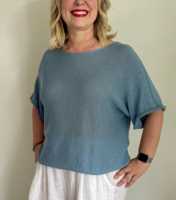 Pull en coton tricoté OEM ODM pour femme, léger, coupe ample, manches courtes, style décontracté, idéal pour les vacances G