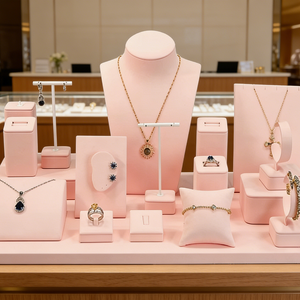 Custom Velvet Jewelry Display Props Piercing <b>Earring</b> Jewelry Pink Jewelry Display Stand Kit - Product Image 6