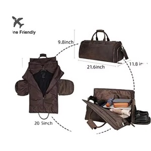 Sac de voyage convertible BSCI Factory Carry on Bag, sac à vêtements en cuir pleine fleur pour homme, sac à dos de voyage - Product Image 2