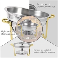 Réchaud de buffet rond en acier inoxydable 201, alimenté à l'alcool, 4,5 L/8 L, doré/argenté, pour hôtels et restaurants