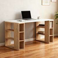 Bureau d'ordinateur moderne en bois avec 6 étagères de rangement, bureau debout pour le bureau à domicile, l'étude