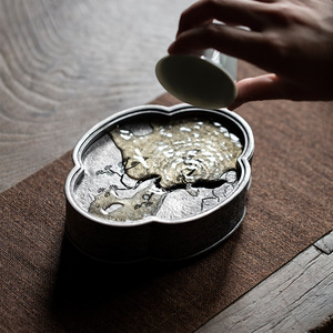 Chinese Retro Tin <b>Tea</b> Tray Irregular Shape Water Storage Kung Fu <b>Tea</b> <b>Set</b> Pot Stand Dehua Crafted - Product Image 4