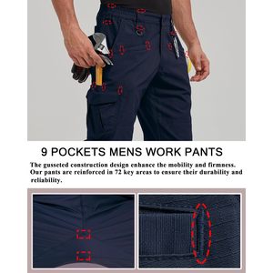 Pantalons de travail pour hommes personnalisés, cargo, tactiques, ripstop, imperméables, légers, pour la randonnée en plein air, avec poches - Product Image 2