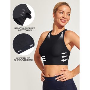 Tops de bikini para mujer de secado rápido, cuello redondo, top corto de licra y poliéster, solo top. - Product Image 3