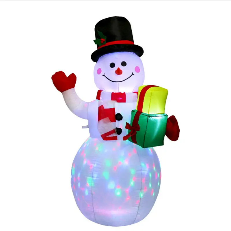 Người Tuyết Trắng Chiếu Sáng Đèn Đầy Màu Sắc Trang Trí Inflatable Giáng Sinh Snowman Linh Vật